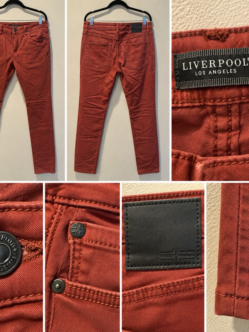 Liverpool Men's Skinny Jeans in Rust Red